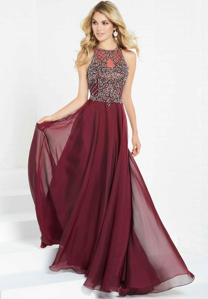 Tiffany Homecoming - 16279 Illusion Beaded Iridescent Chiffon Gown