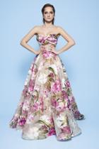 Mnm Couture - N0235 Strapless Floral Print Sweetheart Ballgown