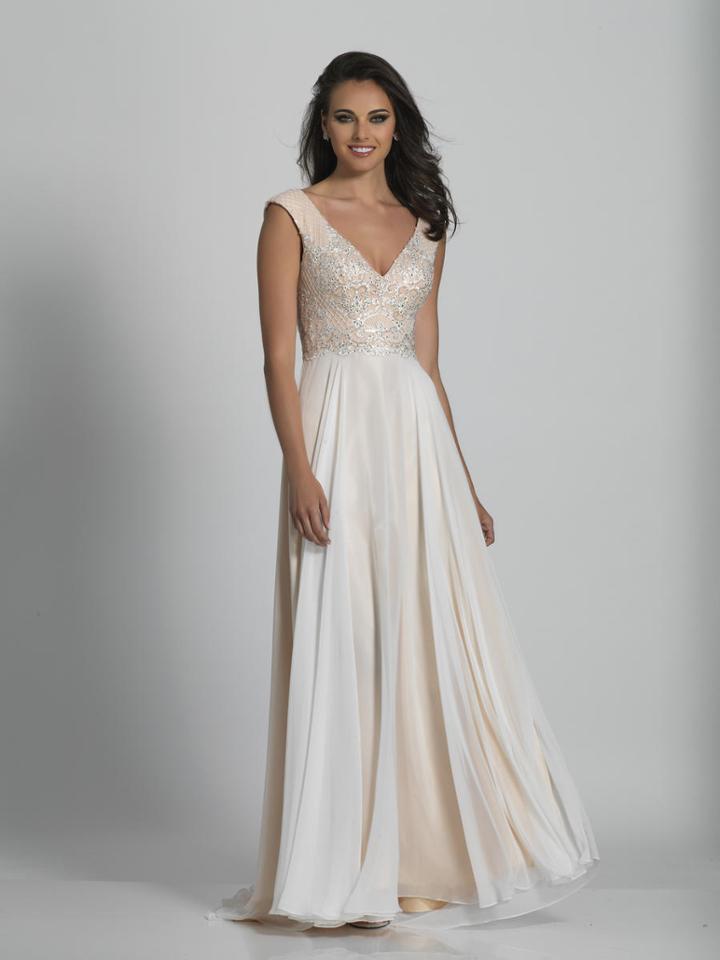 Dave & Johnny - 3124 Embellished Plunging V-neck A-line Dress