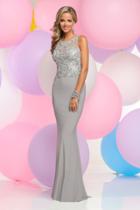 Zoey Grey - Sparkling Jewel Illusion Sheath Gown 30886