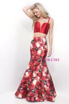 Blush - Two-piece Floral Sweetheart Mikado Trumpet Gown 11267
