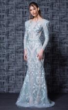Mnm Couture - K3618 Lace Embroidered Illusion Bateau Trumpet Gown