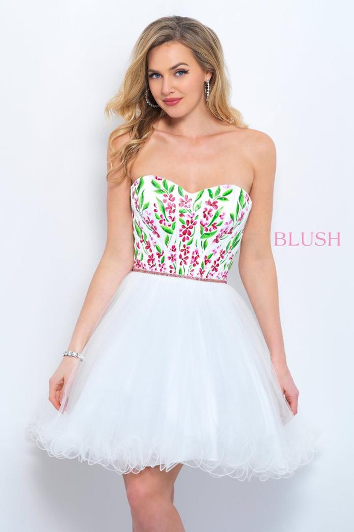 Blush - 11362 Multi-colored Embellished Sweetheart A-line Dress