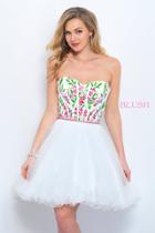 Blush - 11362 Multi-colored Embellished Sweetheart A-line Dress