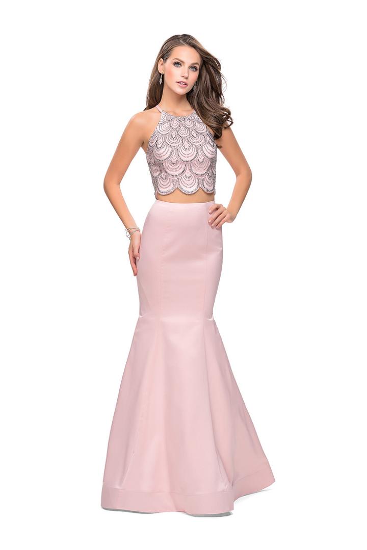 La Femme - 26035 Beaded Two Piece Satin Mermaid Dress