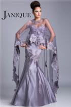 Janique - Full Length Floral Strapless Sweetheart Lace And Satin Mermaid Evening Gown With Cape Jq3412