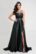 Terani Couture - 1723e4268 Beaded Illusion Metallic Evening Gown