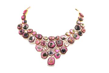 Tresor Collection - Bicolor Tourmaline And Diamond Necklace In 18kt Yellow Gold