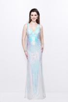 Primavera Couture - Sleeveless V Neck Starburst Sheath Dress 9874
