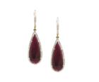 Tresor Collection - Ruby & Pave Diamond Frame On A Diamond Huggies Earring In 18k Yellow Gold