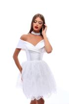 Tarik Ediz - 50226 Taffeta Off-shoulder Lace A-line Dress