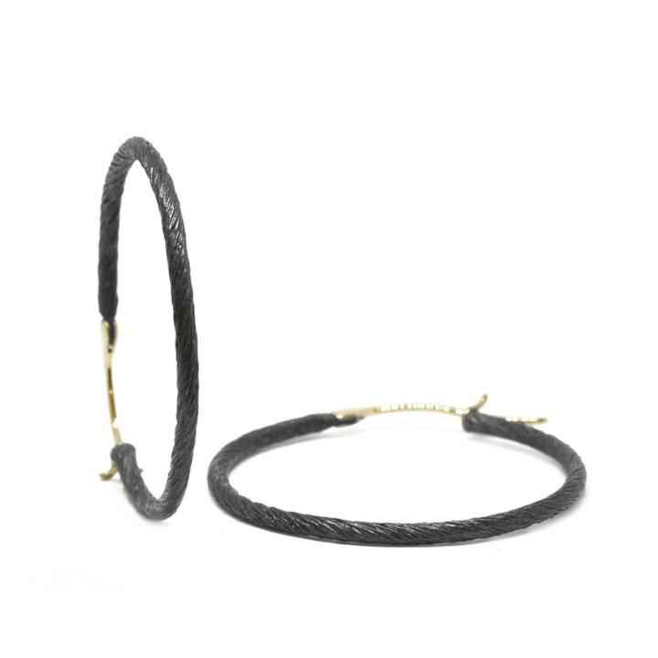 Nina Nguyen Jewelry - Large 35mm Gold & Oxidized Hoops