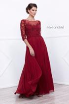 Nox Anabel - Embroidered Bateau Neck A-line Gown 5145
