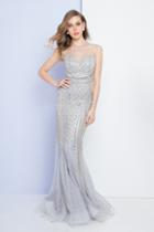 Terani Couture - 1721gl4437 Beaded Sleeveless Illusion Jewel Long Gown