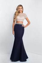 Blush - C1007 Two Piece Bedazzled Mermaid Gown