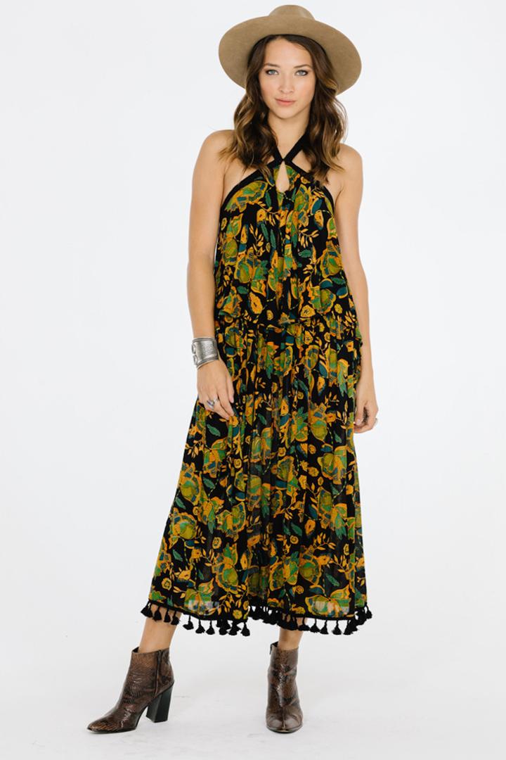 Raga - Tropical Paradise Ruffle Halter Dress