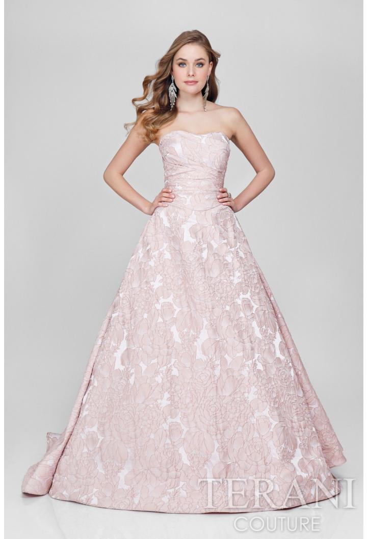 Terani Evening - Sweetheart With Back Shirred Applique Gown 1712e3277