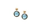 Tresor Collection - London Blue Topaz Double Sided Round Checkerboard Simple Dangle Earrings In 18k Yg