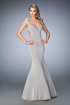 La Femme - 22631 Beaded Deep V-neck Mermaid Dress