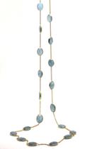 Tresor Collection - Aquamarine Oval Long Necklace In 18k Yellow Gold