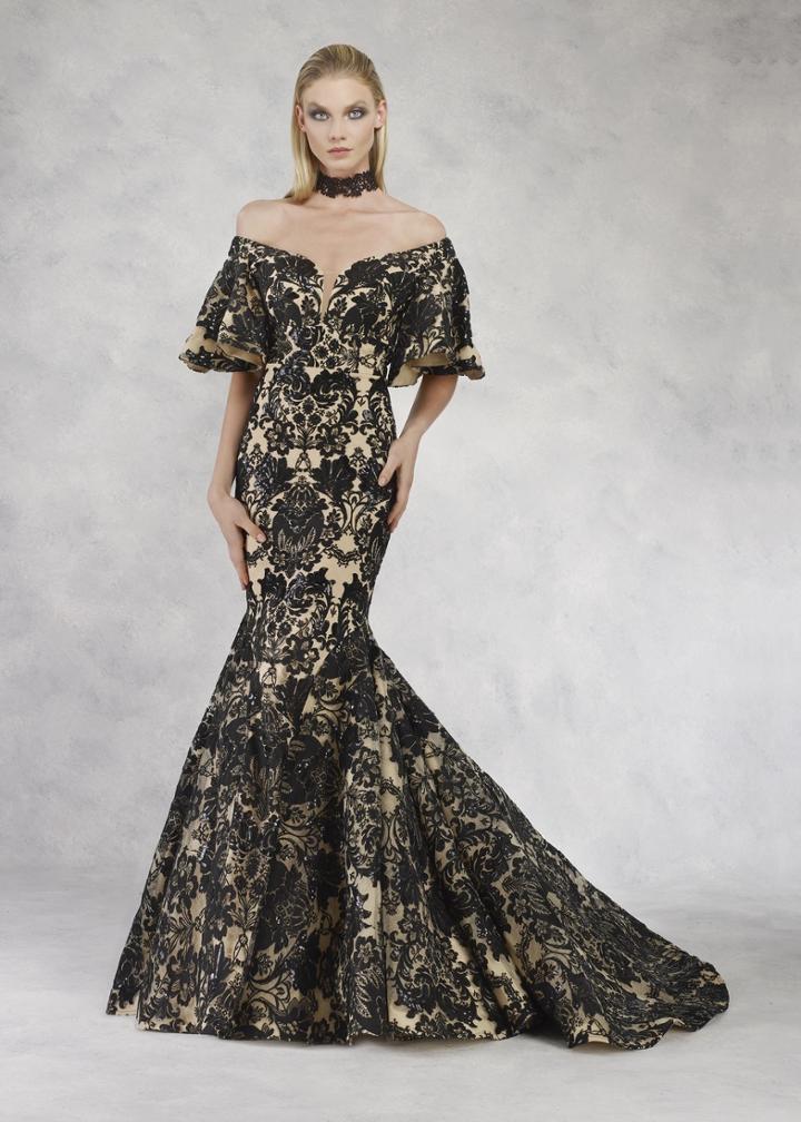 Janique - Ja3013 Ornate Off Shoulder Butterfly Sleeve Mermaid Gown