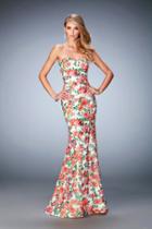 La Femme - 22820 Strapless Floral Printed Mermaid Gown