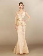 Mnm Couture - Embellished Lace Mermaid Gown M0018