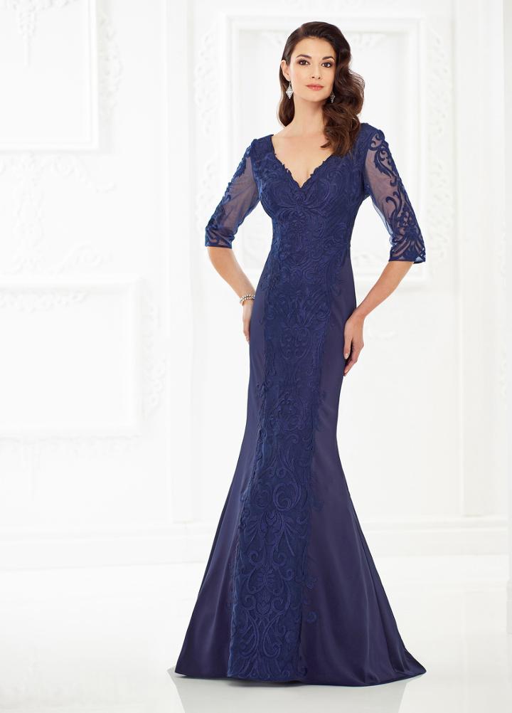 Montage By Mon Cheri - 118969 V-neck Embellished Sheath Gown