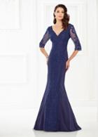 Montage By Mon Cheri - 118969 V-neck Embellished Sheath Gown