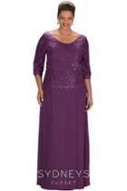 Sydney's Closet - Timeless Lace Quarter Sleeve A-line Gown Sc4020