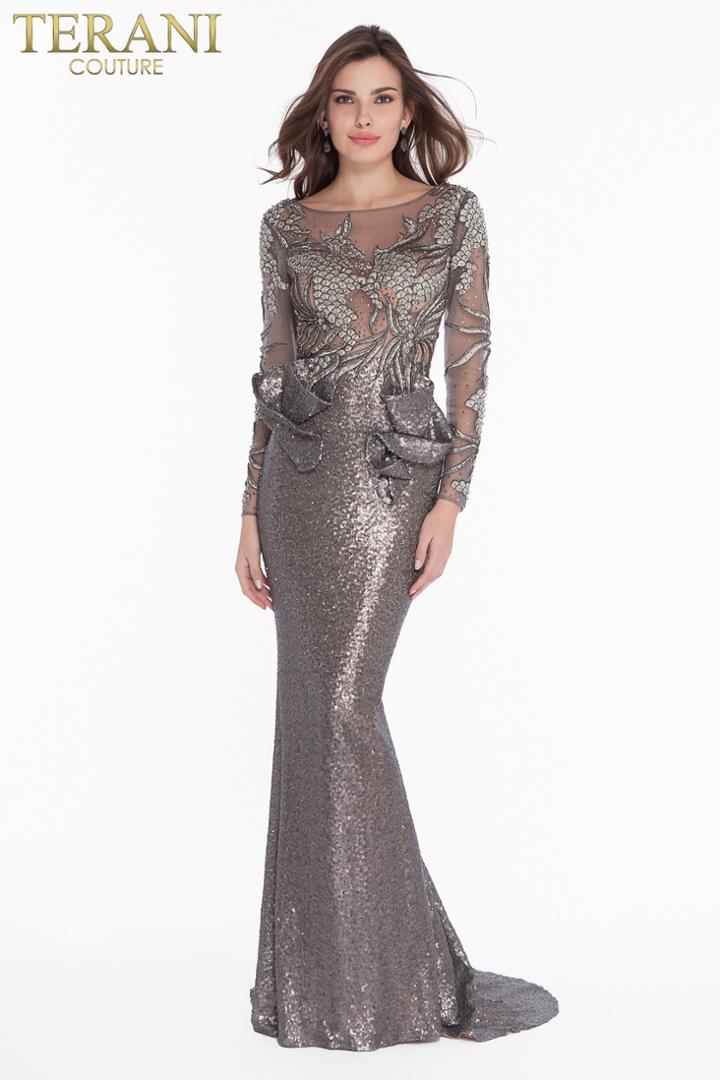 Terani Couture - 1821gl7402 Embroidered Illusion Sequin Ornate Gown