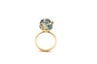 Tresor Collection - Rainbow Moonstone And London Blue Topaz Sphere Ball Ring In 18k Yellow Gold