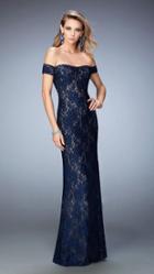 La Femme - 22605 Lace Off-shoulder Sheath Dress