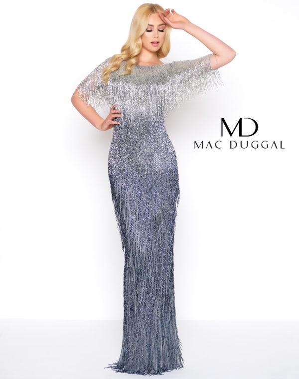 Mac Duggal - 4743d Beaded Bateau Ombre Sheath Dress