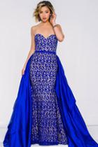 Jovani - Strapless Lace Dress With Overlay Skirt 35052