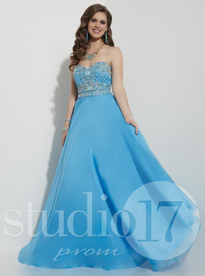 Studio 17 - Lattice Beaded Sweetheart Chiffon A-line Gown 12610