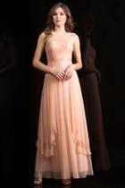 Scala - 48841 Jewel Neck Beaded Chiffon A-line Gown