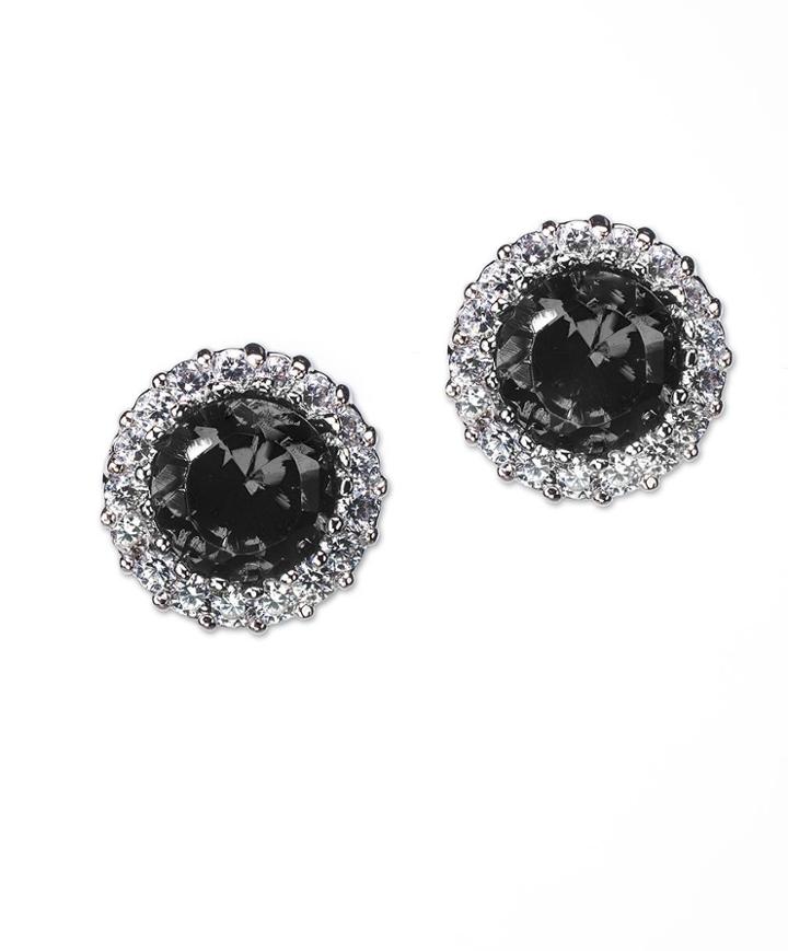 Cz By Kenneth Jay Lane - Classic Black Cz Pavãœâ£ã¥â© Round Pierced Stud Earring