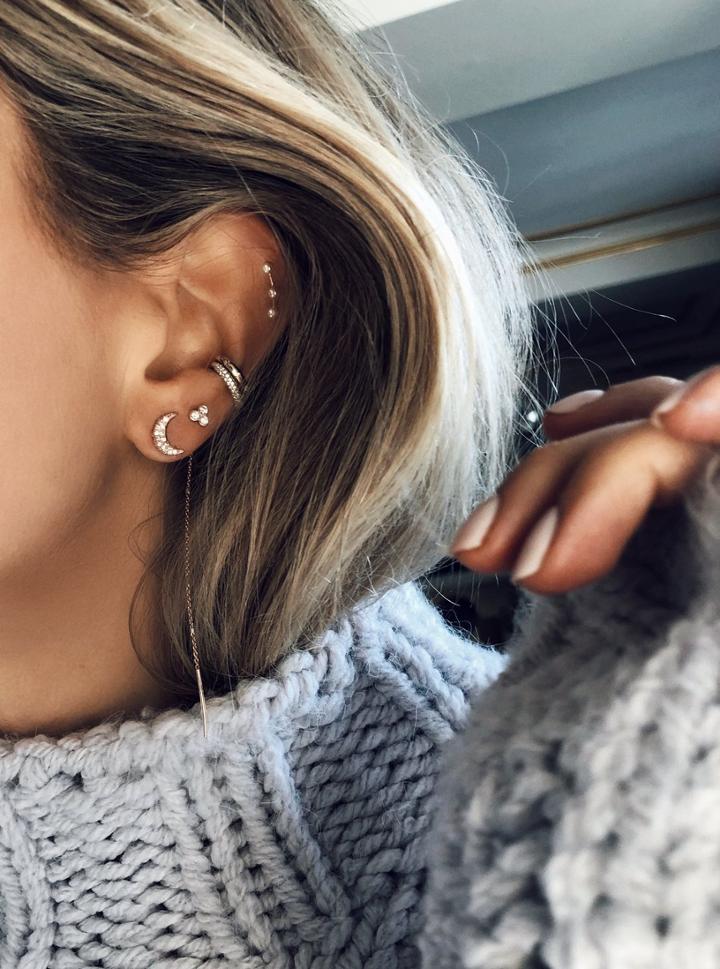 Logan Hollowell - New! Micro Pavã£â© Diamond Crescent Studs