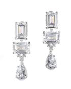 Cz By Kenneth Jay Lane - Emerald Cut And Pear Drop Clip Earring
