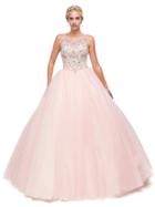 Dancing Queen - Illusion Bateau Neckline With Shimmering Embellishment Ball Gown 1166