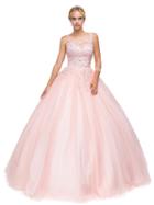 Sheer And Sparkling Sleeveless Ball Gown