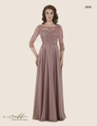 Rina Di Montella - Rd2606 Beaded Lace Bateau Chiffon A-line Gown