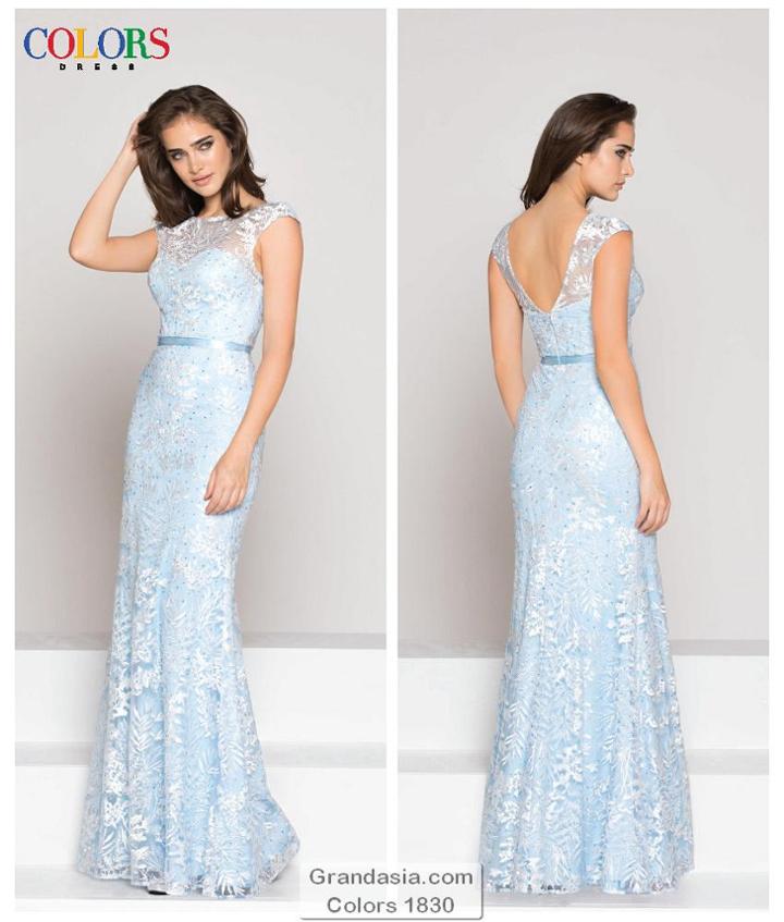 Colors Dress - 1830 Beaded Lace Illusion Evening Gown