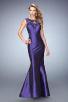 Gigi - 22723 Cap Sleeve Glossy Embellished Evening Gown