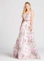 Ellie Wilde - Ew118044 Floral Deep V-neck A-line Dress