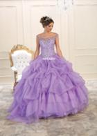 May Queen - Embellished Illusion Off-shoulder Ruffled Ballgown