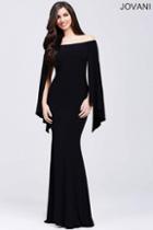 Jovani - Stunning Off Shoulder Long Gown With Wing Sleeves 21799