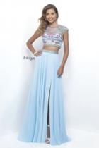 Intrigue - Embroidered Crop Top Two-piece A-line Chiffon Dress 287