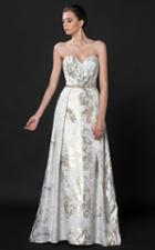 Mnm Couture - N0037 Strapless Metallic Evening Gown
